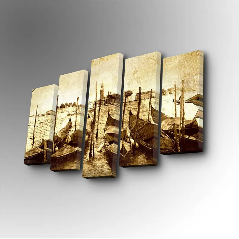 Tablou canvas 5 bucăți 5PUC-158, Multicolor, 82x50x3 cm - Multicolor