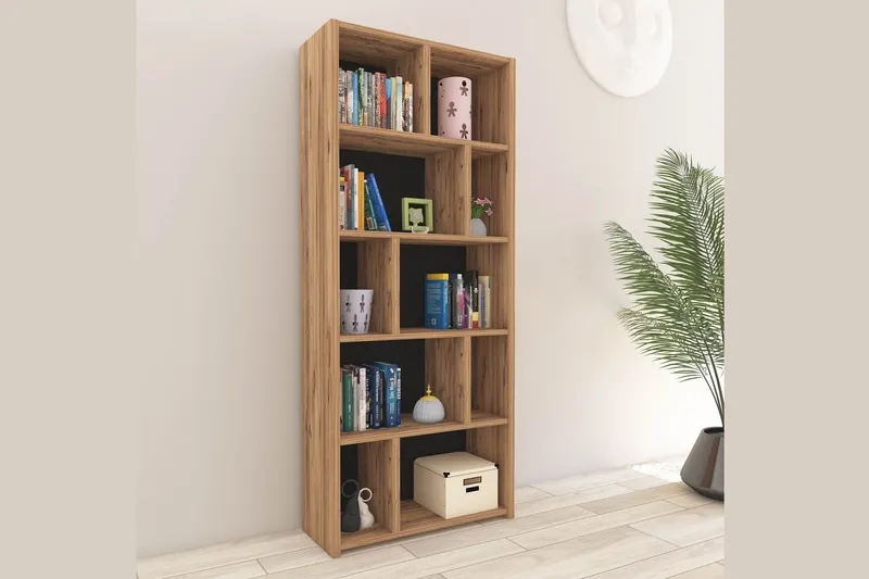 Bibliotecă Buket, Nuc, 60x20x170 cm - Nuc