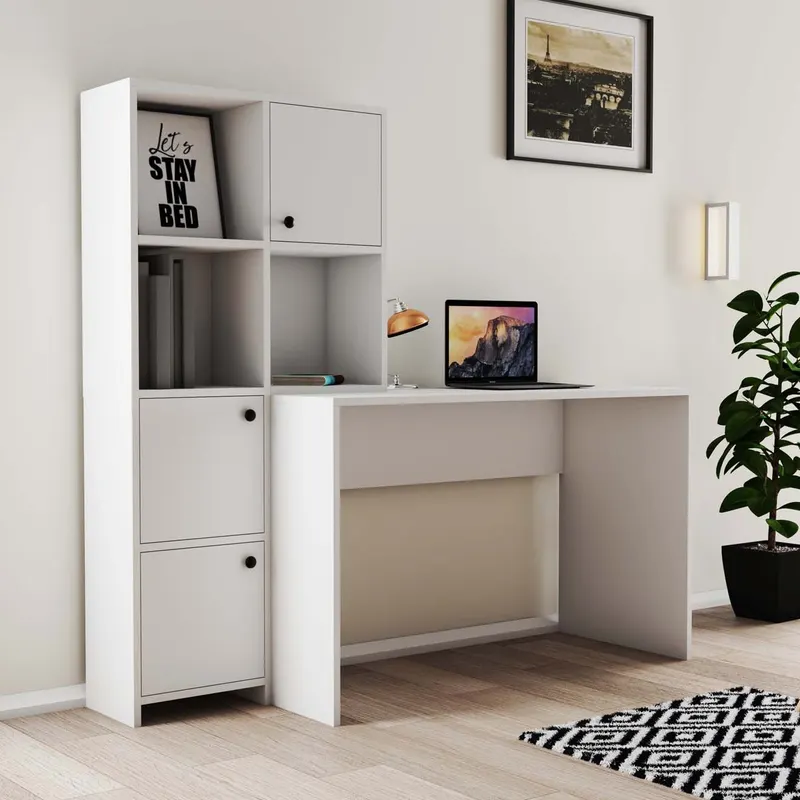 Birou Silence - 1990, Alb, 157x52x147 cm - Alb
