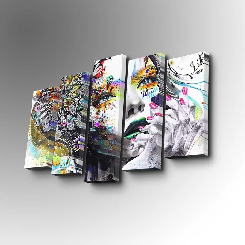 Tablou canvas 5 bucăți 5Pabswc-01, Multicolor, 82x50x3 cm - Multicolor