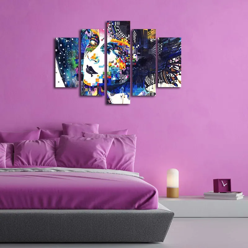 Tablou canvas 5 bucăți 5Pabswc-02, Multicolor, 82x50x3 cm - Multicolor