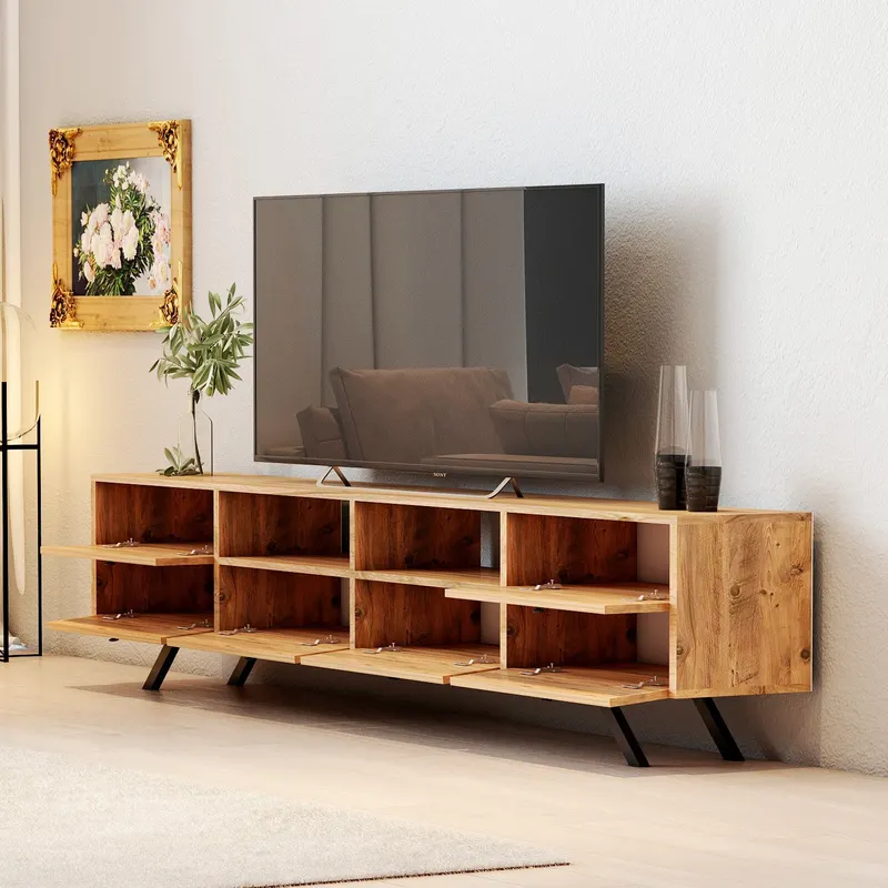 Comodă TV Beta Laizla, Nuc - Negru, 180x30x53 cm - Nuc - Negru