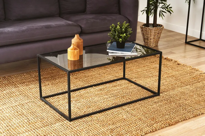 Măsuță de cafea Lizbon - Smoked Glass, Negru, 90x50x40 cm - Negru