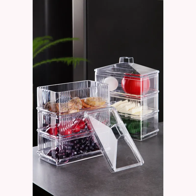 Set recipiente pentru depozitare 6 bucăți Dıkdortgenakrlk - 6, Transparent, 17x10x7 cm - Transparent