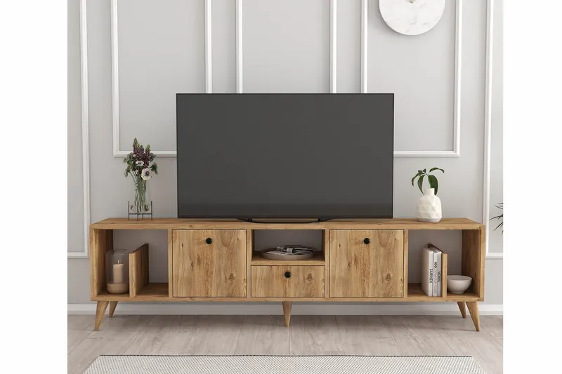 Comodă TV Figaro, Pin atlantic, 180x30x45 cm - Natural