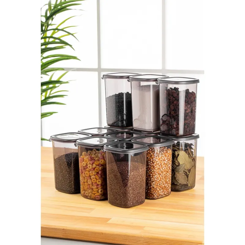 Set recipiente pentru depozitare 12 bucăți BNMPEGYAS12-12, Antracit, 10x10x17 cm - Antracit