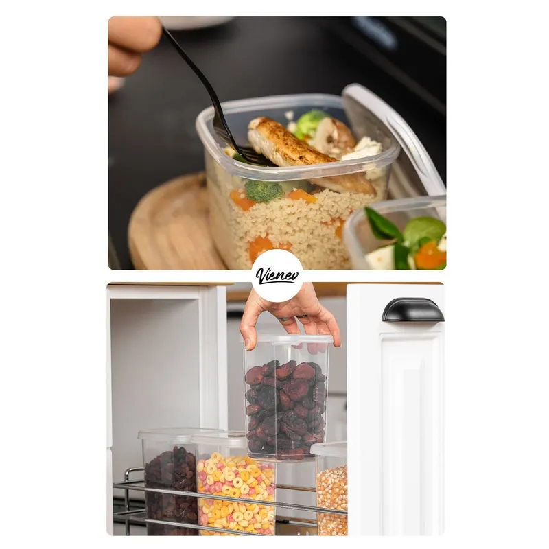 Set recipiente pentru depozitare 12 bucăți BNMPEGYWS12-12, Alb, 10x10x17 cm - Alb