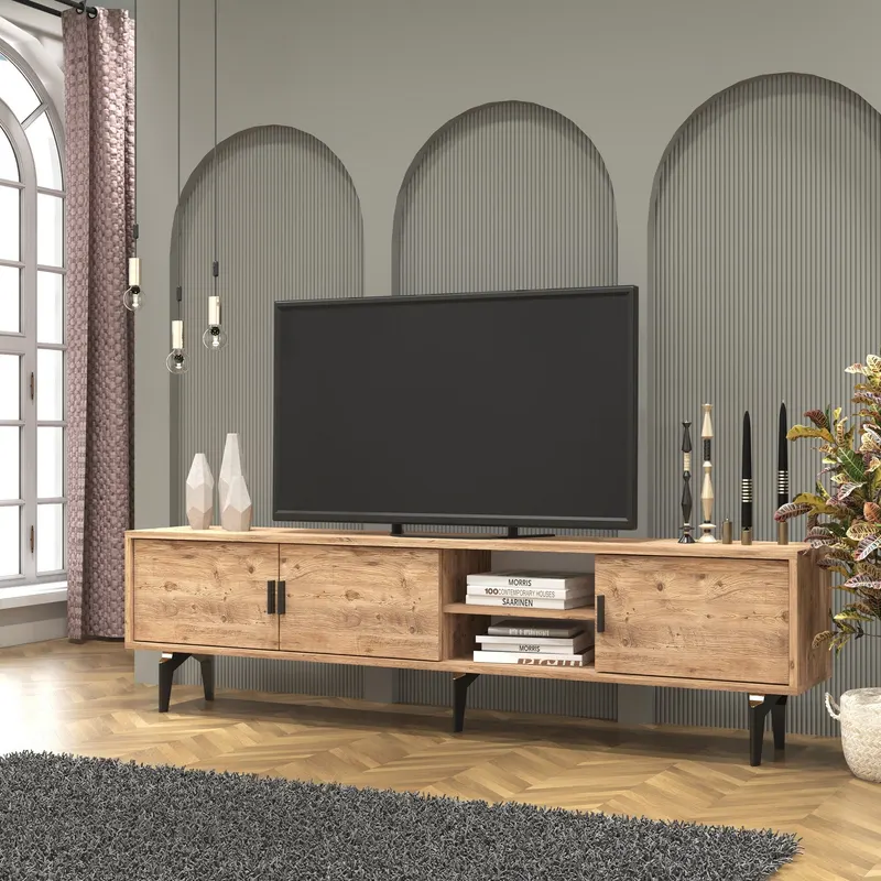 Comodă TV Marin, Pin atlantic, 180x35x51 cm - Natural