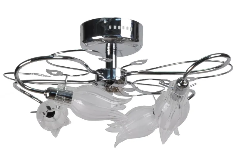 Lustră Nilüfer 4Lü Krom, Argintiu - Alb, Ø70x25 cm - Argintiu - Alb