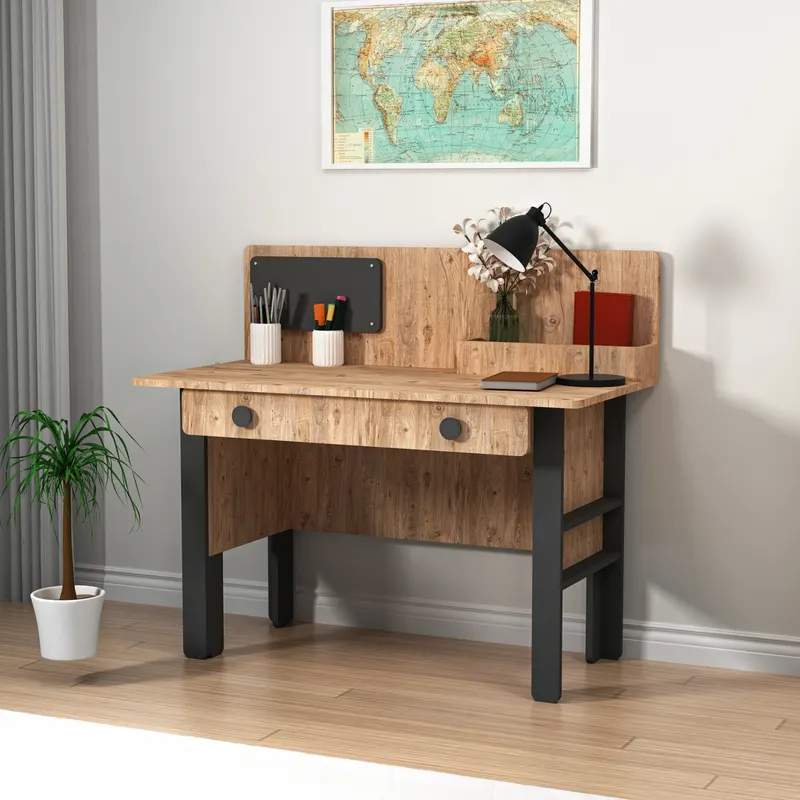 Birou Valerin, Pin atlantic - Antracit, 120x60x106 cm - Natural - Antracit