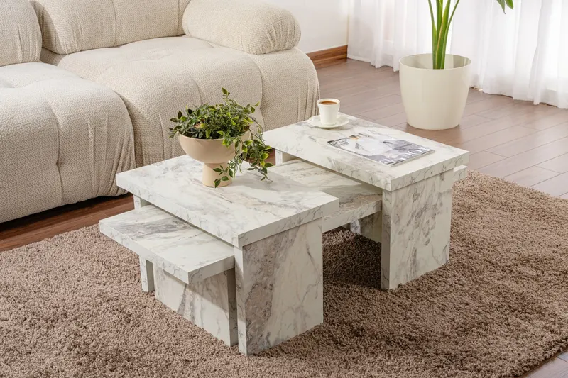 Măsuță de cafea Sanctuary - Fressia Marble, Freesia marble, 110x45x30 cm - Gri