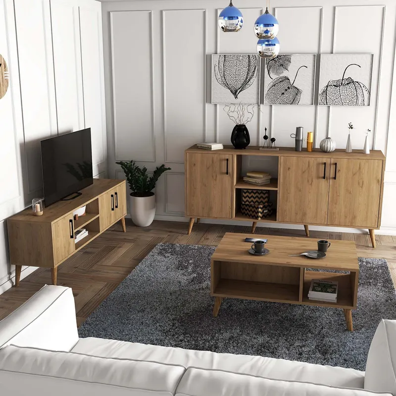 Set mobilă pentru sufragerie Set 1586-2076-1626, Stejar, 150x34x52 cm - Stejar