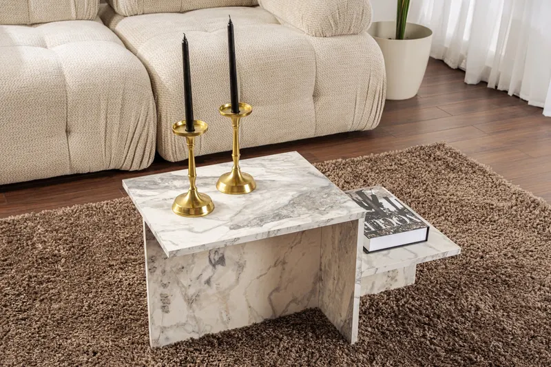 Măsuță de cafea Harmony - Fressia Marble, Freesia marble, 80x40x40 cm - Gri