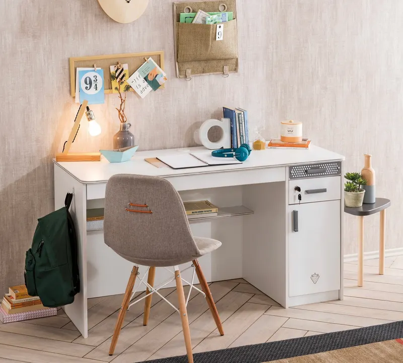 Birou White Wide, Multicolor, 138x58x75 cm - Alb - Multicolor
