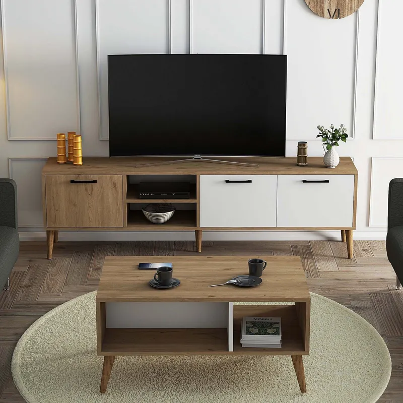 Set mobilă pentru sufragerie Set 1585-2074, Stejar - Alb, 180x35x53 cm - Stejar - Alb