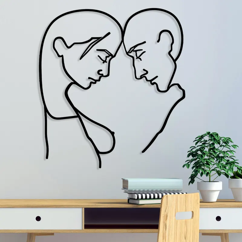 Decorațiune de perete din metal Head To Head, Negru, 45x49x0 cm - Negru
