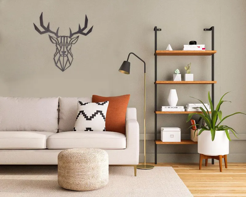 Decorațiune de perete din metal Deer, Negru, 50x50x0 cm - Negru