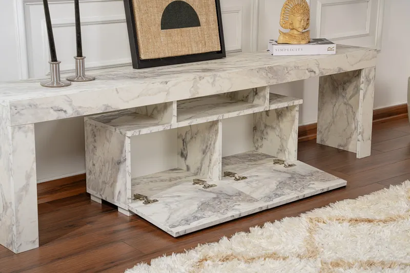 Comodă TV Enclave - Fressia Marble, Freesia marble, 180x31x50 cm - Gri