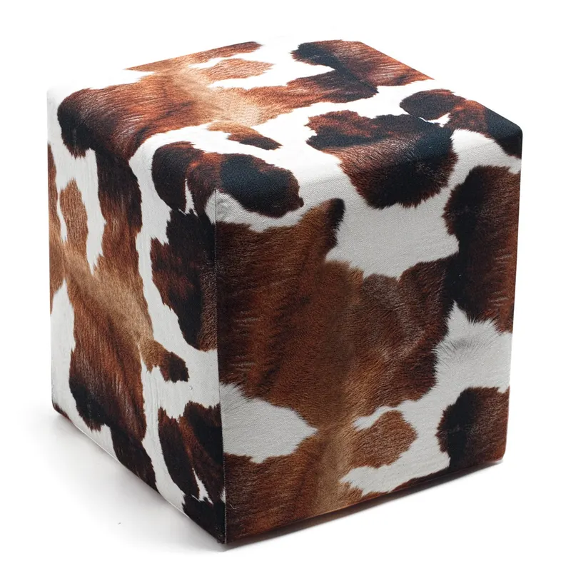 Taburet Milky, Maro - Alb, 40x40x40 cm - Maro - Alb