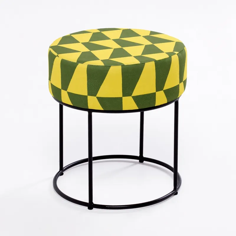 Taburet Moon Steel, Galben - Verde, 40x40x40 cm - Gri - Galben - Verde