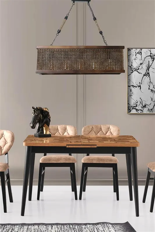 Lustră 8574-4, Bronze - Dark walnut, Ø70x25 cm - Bronz - Nuc