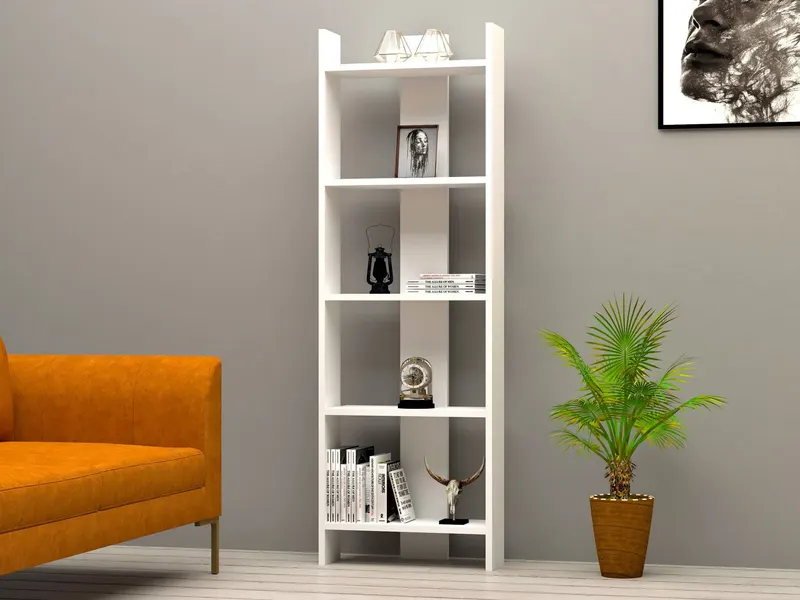 Bibliotecă Virba, Alb, 52x23x149 cm - Alb