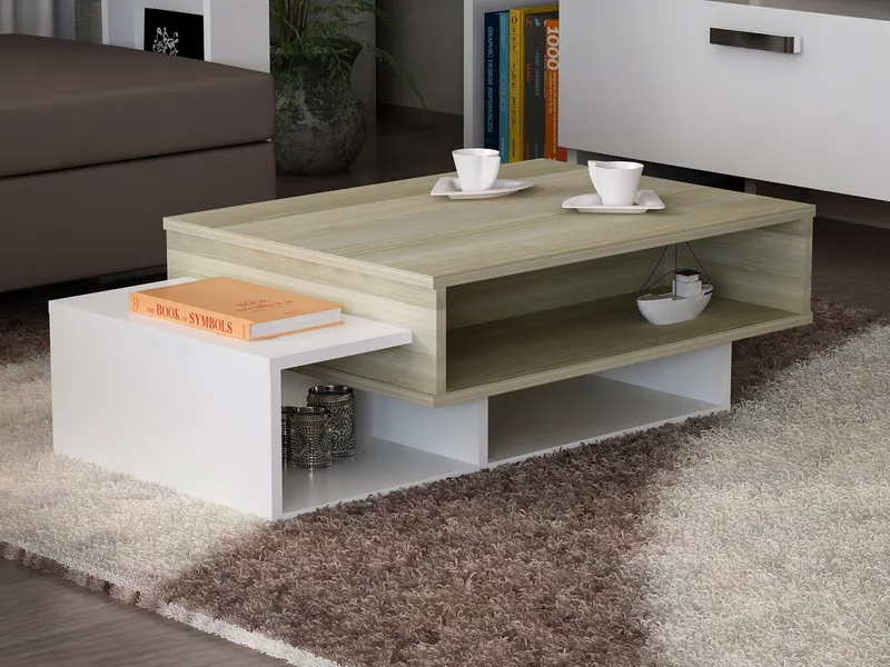 Măsuță de cafea Tab, Alb - Cordoba, 105x60x32 cm - Alb