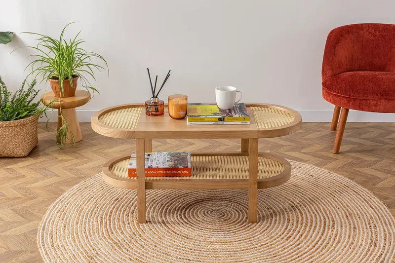 Măsuță de cafea Nala 42, Natur, 91x36x42 cm - Natural