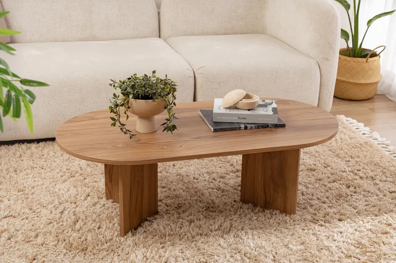 Măsuță de cafea Oval, Lute, 120x60x40 cm - Natural