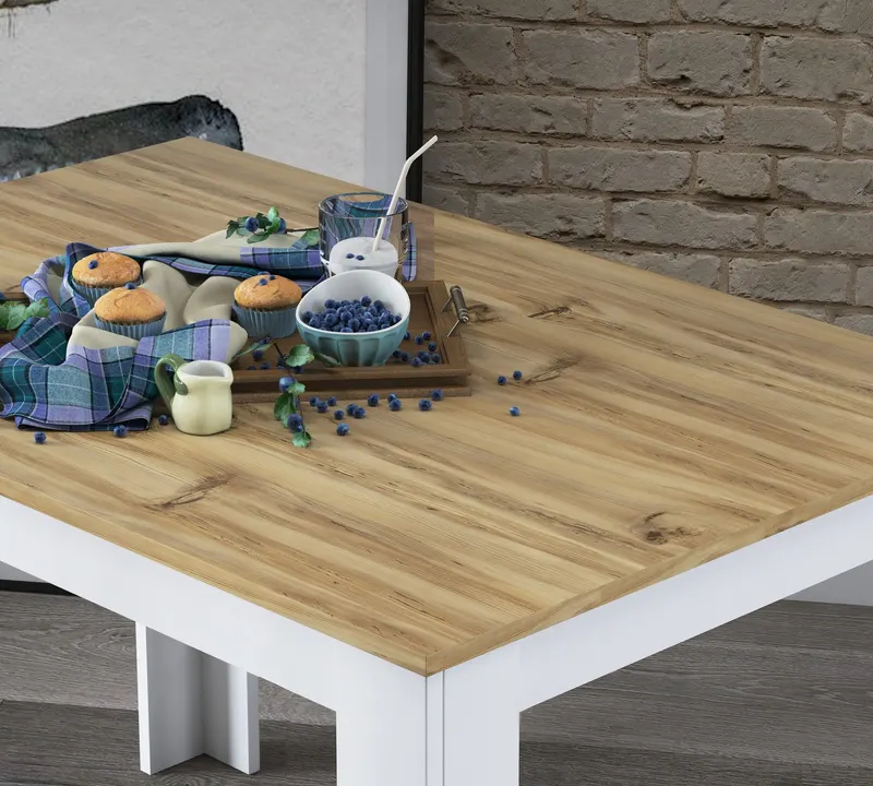 Masă dining T1 - 1525, Stejar - Alb, 110x72x74 cm - Stejar - Alb