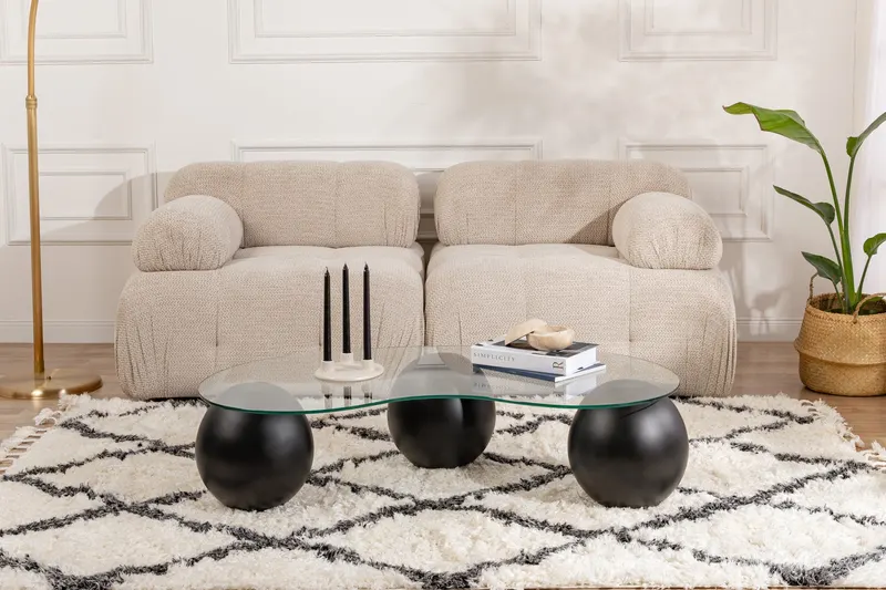 Măsuță de cafea Sphere, Negru - Transparent, 120x70x30 cm - Negru - Transparent
