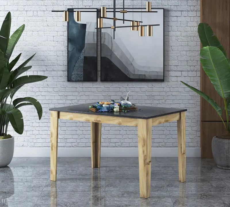 Masă dining T1 - 1521, Marble - Stejar, 110x72x74 cm - Stejar