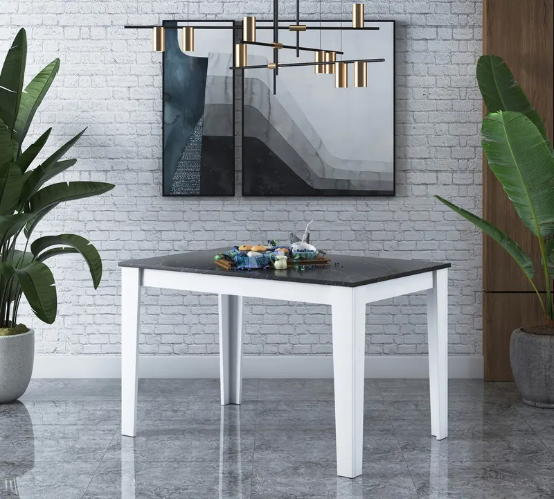 Masă dining T1 - 1522, Marble - Alb, 110x72x74 cm - Alb