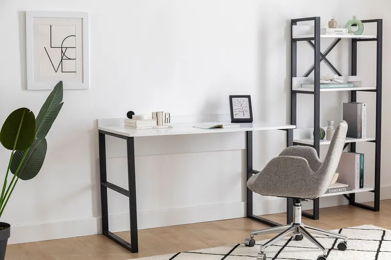 Birou Kayra, Alb - Negru, 112x60x79 cm - Alb - Negru
