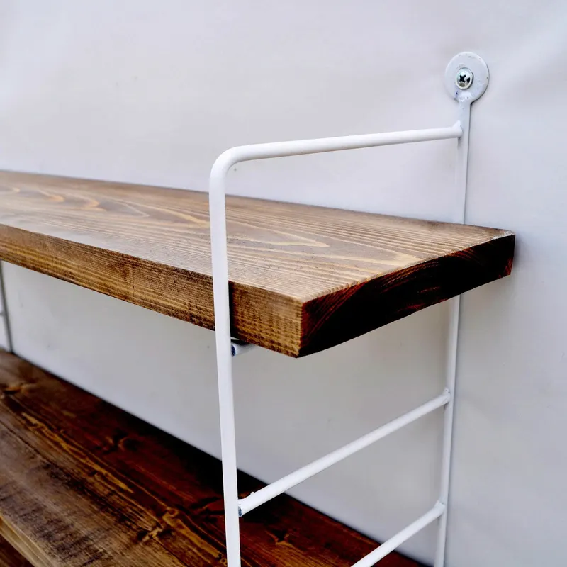 Raft de perete Wr089, Alb - Nuc, 60x15x57 cm - Alb - Nuc