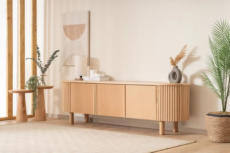 Comodă TV Lugias, Beech, 180x40x50 cm - Natural