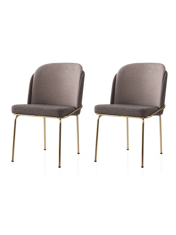 Set 2 scaune Dore - 125 V2, Auriu - Maro - Mink, 62x52x75 cm - Auriu - Maro - Bej