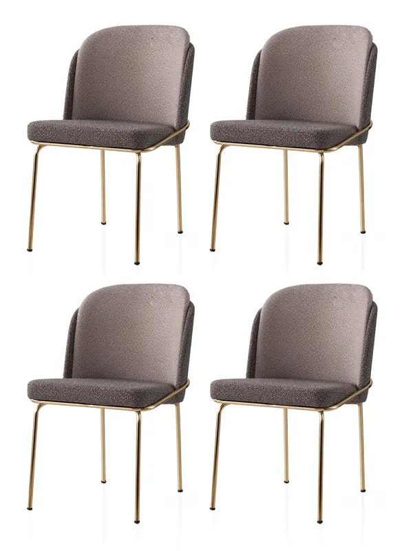 Set 4 scaune Dore - 125 V4, Auriu - Maro - Mink, 62x52x75 cm - Auriu - Maro - Bej