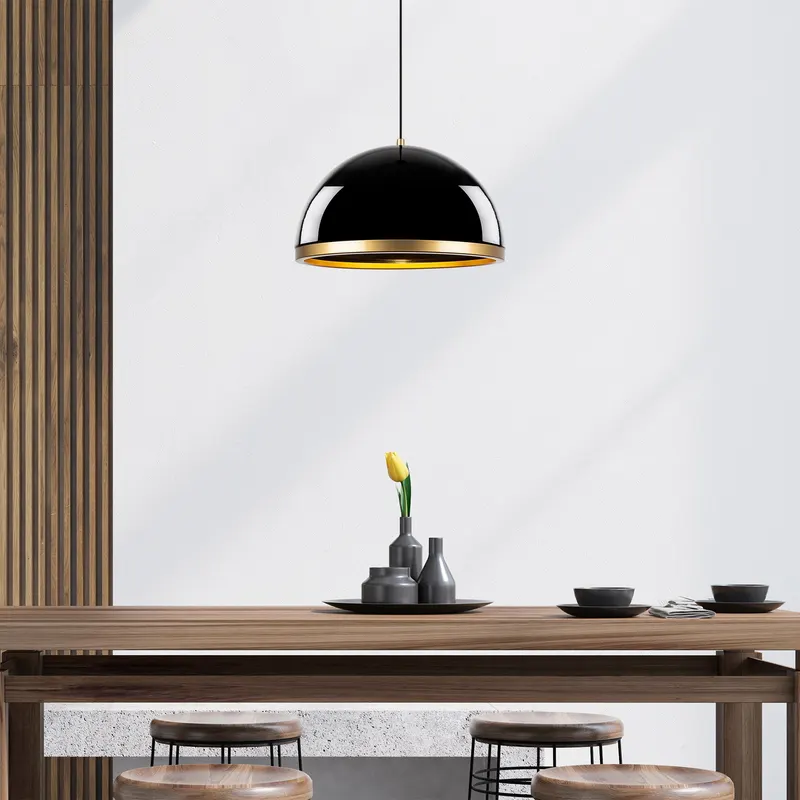 Lustră Fenerci - 11535, Negru - Auriu, Ø40x120 cm - Negru - Auriu