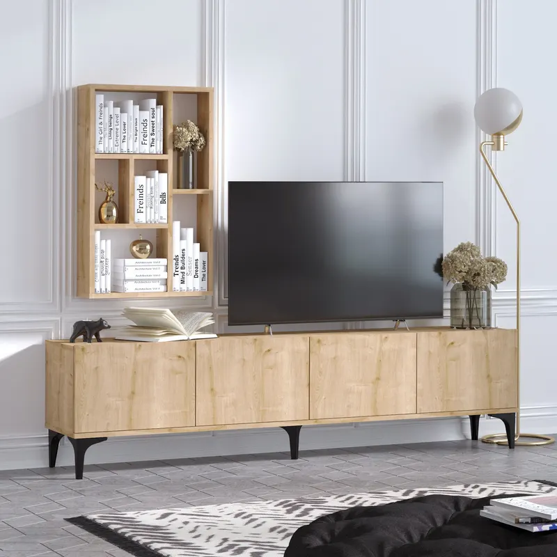 Comodă TV Turid, Stejar safir, 180x35x50 cm - Stejar
