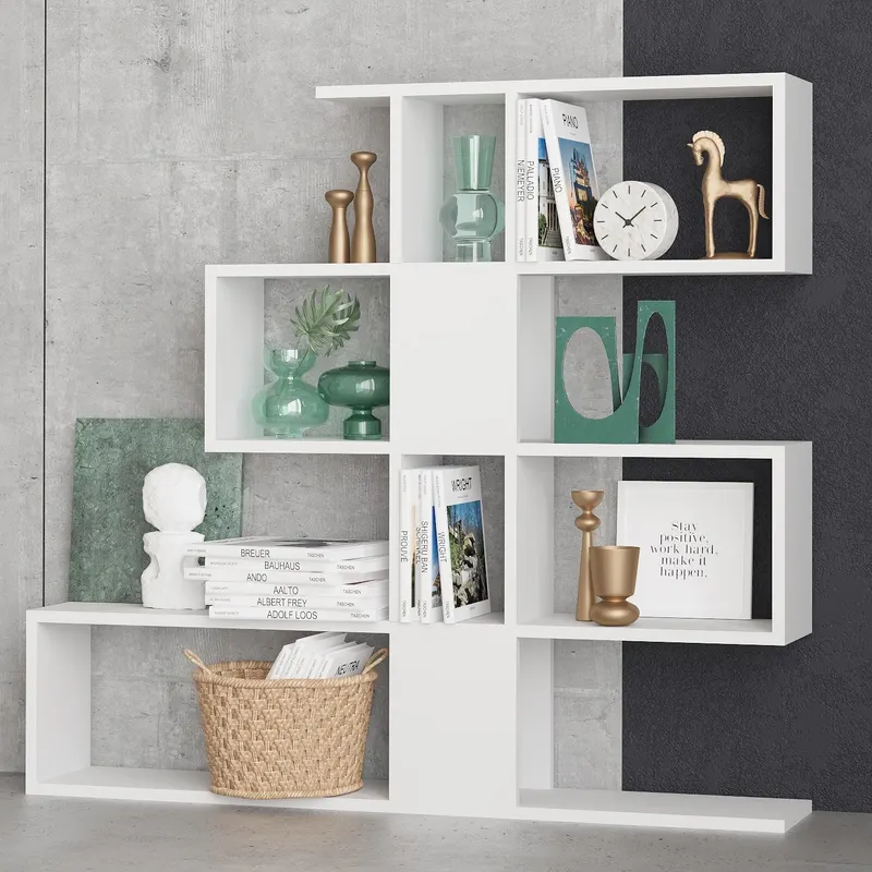 Bibliotecă Karlin, Alb, 120x20x109 cm - Alb