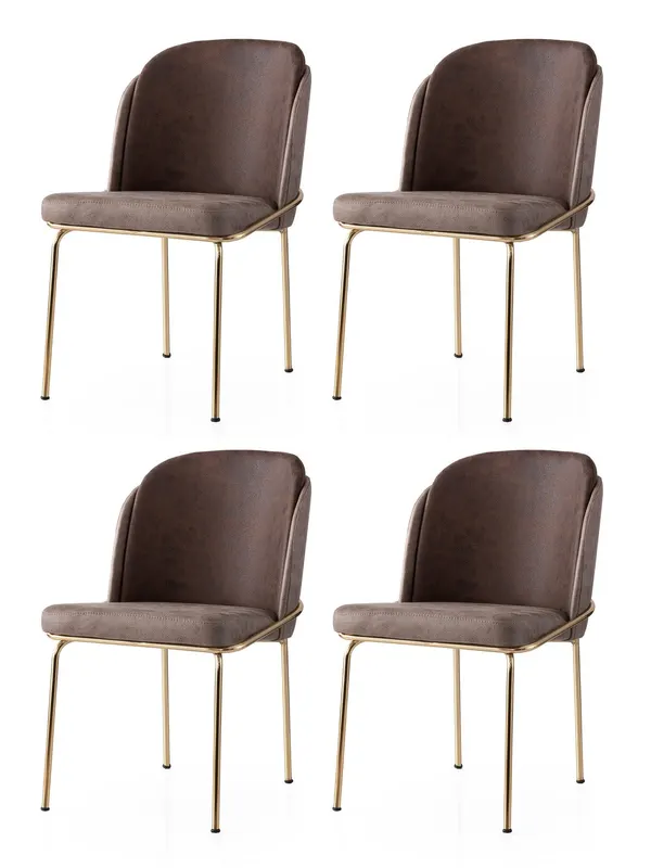 Set 4 scaune Dore - 127 V4, Auriu - Maro, 62x52x75 cm - Auriu - Maro