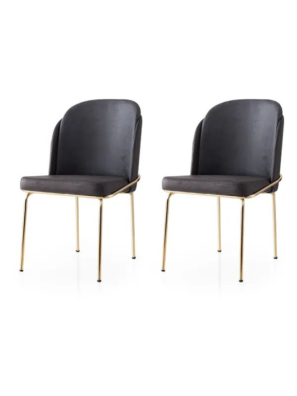 Set 2 scaune Dore - 128 V2, Auriu - Maro, 62x52x75 cm - Auriu - Maro