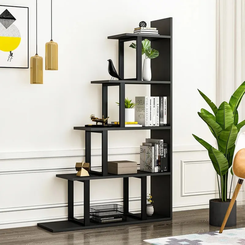 Bibliotecă Step, Antracit - Negru, 100x30x164 cm - Antracit - Negru