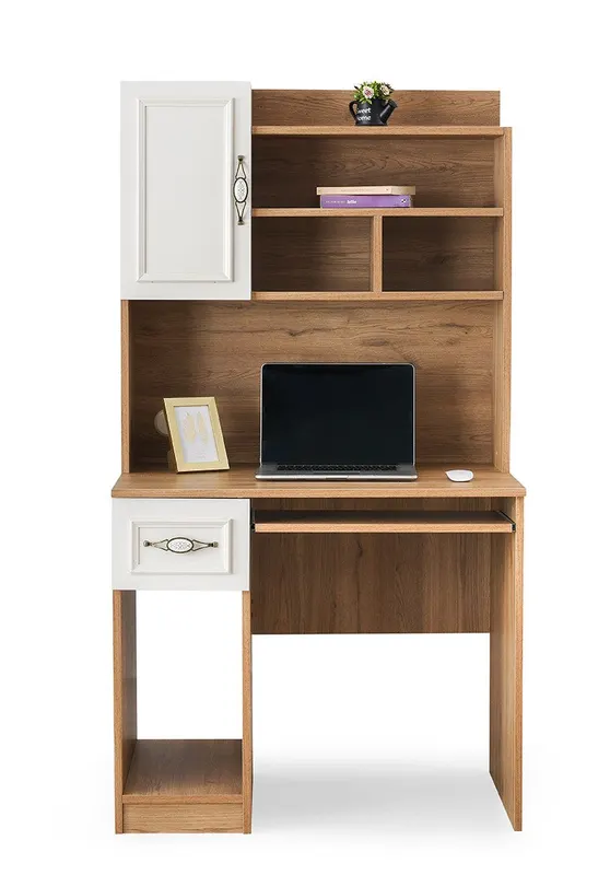 Birou Irmak 70217, Stejar - Crem, 90x60x167 cm - Stejar - Crem