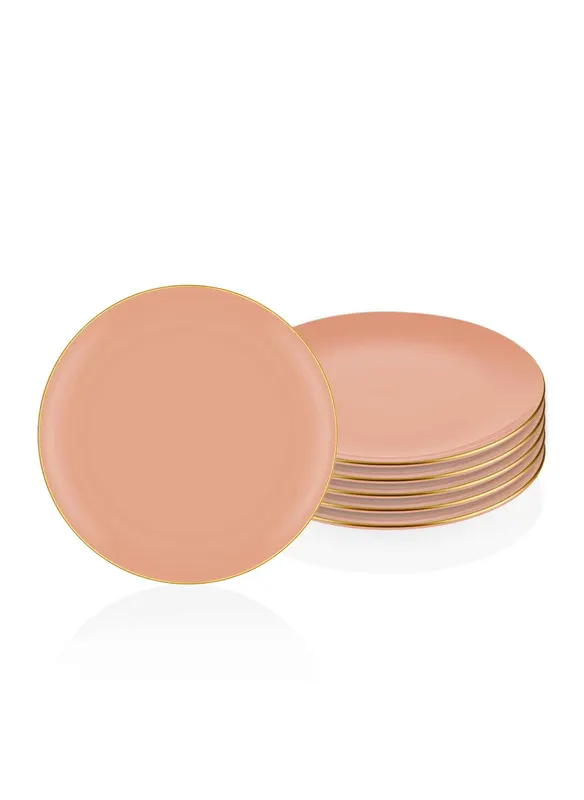 Set de farfurii 6 bucăți BSC0016, Salmon, 26x26x1 cm - Roz