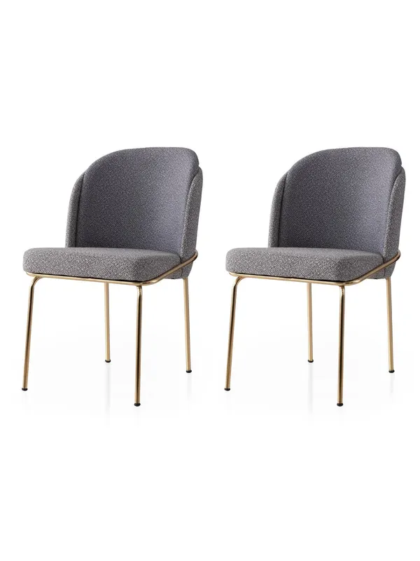 Set 2 scaune Dore - 131 V2, Auriu - Anthracithe, 62x52x75 cm - Auriu