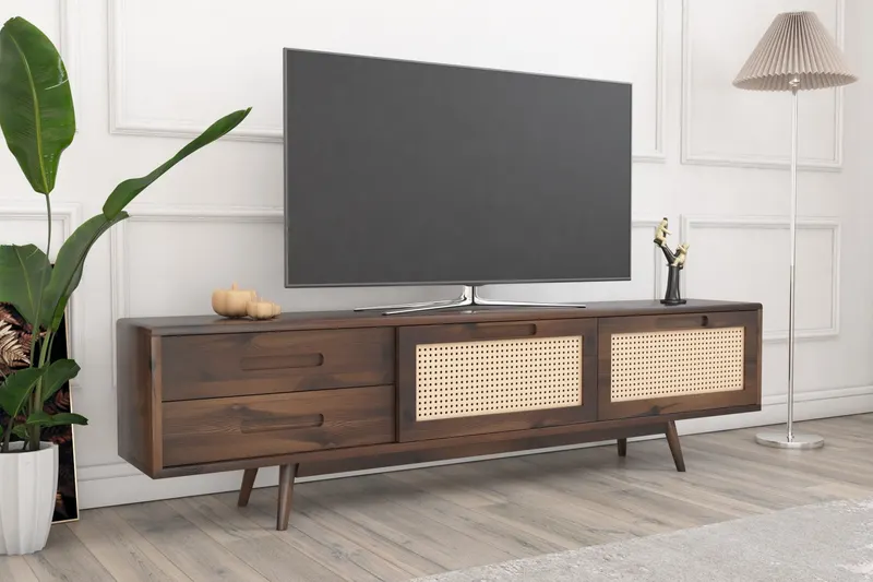 Comodă TV Dz072, Nuc, 180x30x45 cm - Nuc