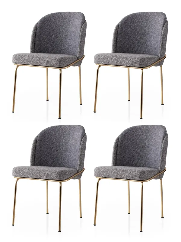 Set 4 scaune Dore - 131 V4, Auriu - Anthracithe, 62x52x75 cm - Auriu