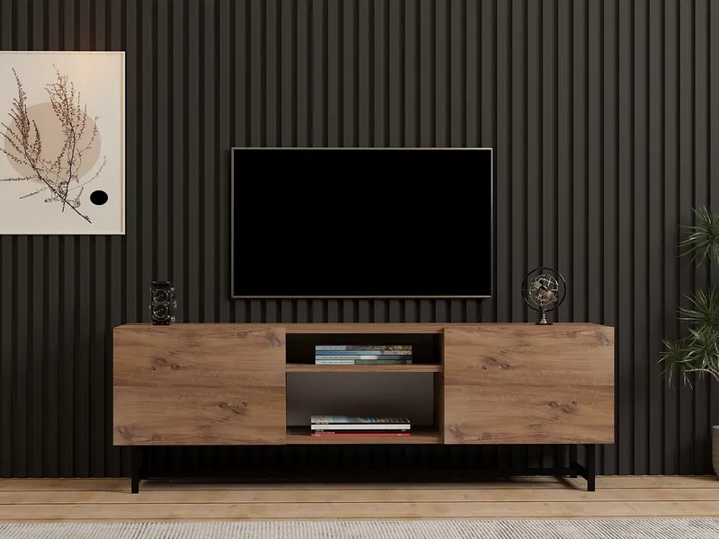 Comodă TV Tugi, Pin atlantic, 150x40x15 cm - Natural